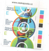 Year 2024 - World Championchip In Biatlon, 2 Stamps , With Www And Color Test  MNH - Unused Stamps