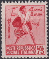 1944 Italien - Sozialrepublik ** Mi:IT 658X, Sn:IT-RSI 21, Yt:IT-RSI 30, Drummer, Zerstörte Denkmäler - Nuovi