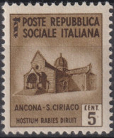 1944 Italien-Sozialrepublik ** Mi:IT 650Y, Sn:IT-RSI 22, Yt:IT-RSI 31,Church Of San Ciriaco, Ancona, Zerstörte Denkmäler - Neufs
