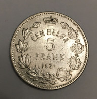 5 FRANCS EEN BELGA 1931  ALBERT KONING - 5 Francs & 1 Belga