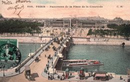 21258  PARIS  Panorama De La Place De La Concorde ( Bateaux  Kiosque)    (2 Scans) - La Seine Et Ses Bords