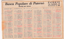 Calendarietto - Banca Popolare Di Paternò - Anno 1957 - Petit Format : 1941-60