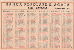 Calendarietto - Banca Popolare S.agata - Catania - Anno 1954 - Petit Format : 1941-60