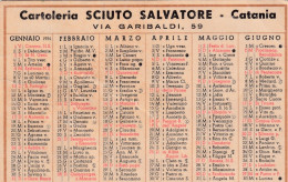 Calendarietto - Cartoleria - Sciuto Salvatore - Catania - Anno 1954 - Petit Format : 1941-60