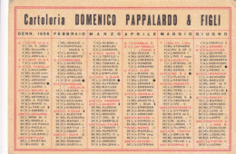 Calendarietto - Cartoleria - Domenico Pappalardo E Figli - Catania - Anno 1956 - Petit Format : 1941-60