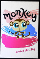 ► Littlelest Pet Shop - SInge Monkey    -  Illustrateur Sarah Bouyssou Serie 2010 - Carte De  Collection - Singes