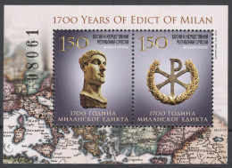 Bosnia Serbia 2013 1700 Years Of Christianity EDICT OF MILAN Religions, Block, Souvenir Sheet  MNH - Cristianesimo