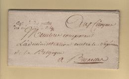 Franchise - Agence Generale Des Postes Des Armees Et De La Belgique - Bruxelles - An 3 - Signee Lebrun - Armee Du Nord - 1701-1800: Precursors XVIII