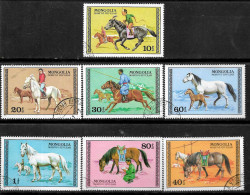 MONGOLIA 1977 HORSES FAUNA COMPLETE SERIE - Mongolie