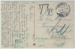 SUÈDE / SWEDEN 1931 Unfranked Post Card From Stockholm To Copenhagen Taxed 20ö With Postage Due Meter Mark - Covers & Documents