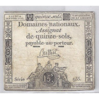 ASSIGNAT DE 15 SOLS - SERIE 233 - 04/01/1792 - TTB - Assignate