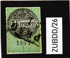 ZUBDD/26 STEMPELMARKEN FISKALMARKEN ÖSTERREICH 1871 5 KREUZER Geschnitten Gestempelt SIEHE ABBILDUNG - Revenue Stamps