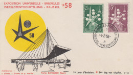 Enveloppe  FDC  1er Jour   BELGIQUE     Exposition  Universelle  BRUXELLES   1958 - 1958 – Bruxelles (Belgio)