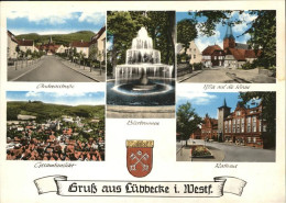 41277299 Luebbecke Westfalen Andreasstrasse Bierbrunnen Kirche Rathaus Stadtwapp - Luebbecke