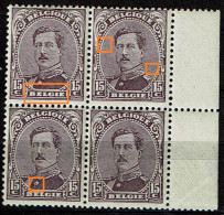 139 Bloc 4  **  Bdf T1 Lettres De Belgie épaissies  T2 Points T3 Griffes Sous Bouton - 1901-1930