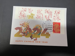 29-1-2024 (2 X 39) Chinese New Year Of The Dragon 2024 - 年中國龍年新年 - 1 Cover With Full Gutter Strip - Chinese New Year