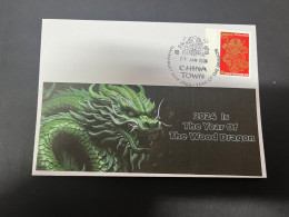 29-1-2024 (2 X 39) Chinese New Year Of The Dragon 2024 - 年中國龍年新年 - 1 Cover With Page Corner Value Stamp - Chinese New Year