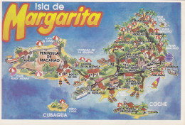 Venezuela - Margarita Island Map Old Postcard - Venezuela