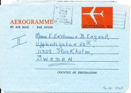 Australia Aerogramme Sent To Sweden Perth 27-10-1969 - Aérogrammes