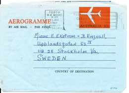 Australia Aerogramme Sent To Sweden Perth 15-1-1969 - Luchtpostbladen