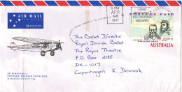 Australia Postal Stationery Cover Sent To Denmark 14-4-1997 Folded Cover In The Left Side - Entiers Postaux