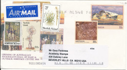 Australia Postal Stationery Cover Uprated With Australian And Norfolk Island Stamps And Sent To USA - Entiers Postaux