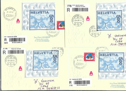 SUISSE Ca.2000: 4 LSC Rec. Avec Découpés CDF Du Bloc ZNr. 999 (NABA 2000) Avec Marges Obl. PJ - Covers & Documents