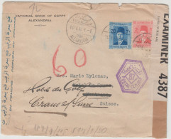 Alexandria ( Egitto ) Per La Svizzera Cover Con Varie Censure E Tassazione 16/06/1943 - Covers & Documents