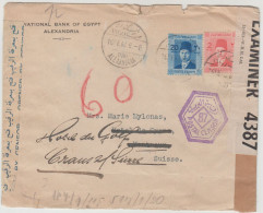 Alexandria ( Egitto ) Per La Svizzera Cover Con Varie Censure E Tassazione 16/06/1943 - Storia Postale