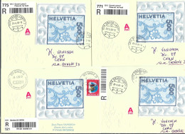 SUISSE Ca.2000: 4 LSC Rec. Avec Découpés CDF Du Bloc ZNr. 999 (NABA 2000) Avec Marges, CAD D'arrivée Au Dos - Brieven En Documenten