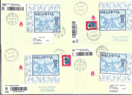 SUISSE Ca.2000: 4 LSC Rec. Avec Découpés CDF Du Bloc ZNr. 999 (NABA 2000) Avec Marges, CAD D'arrivée Au Dos - Covers & Documents