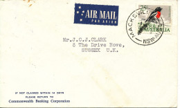 Australia Cover Sent Air Mail To England Macksville 16-8-1966 Single Franked BIRD - Lettres & Documents