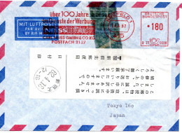 74192 - Bund - 1987 - 180Pfg AbsFreistpl A LpBf KREFELD - NEISS ... -> SHINJUKUKITA (Japan), M Versandschaden - Cartas & Documentos