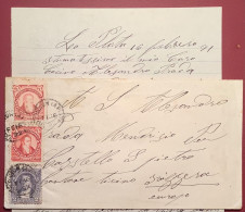 LA PLATA1892 5c Rivadavia TWO DIFFERENT PRINTINGS ! +2c (1890)cover>Castel S.Pietro, Ticino TI, Schweiz (Argentina Brief - Brieven En Documenten