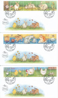 Israel FDC 25-8-2010 Animals And Their Offspring Complete Set Of 9 With Taps And Cachet On 3 Covers - FDC