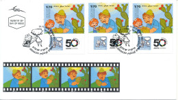 Israel FDC 21-11-2010 Israeli Animationm ASIFA 50 Years Anniversary Set Of 3 With Taps And Cachet - FDC