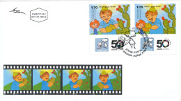 Israel FDC 21-11-2010 Israeli Animationm ASIFA 50 Years Anniversary Set Of 3 With Taps And Cachet - FDC