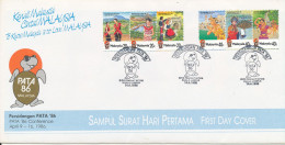 Malaysia FDC 14-4-1986 PATA CONFERENCE 86 SET OF 6 With Cachet - Malaysia (1964-...)