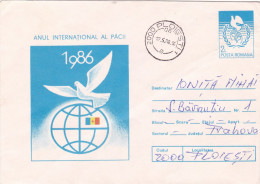 INTERNATIONAL YEAR OF PEACE,COVERS  STATIONERY1986  ROMANIA - Brieven En Documenten