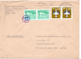 74205 - DDR - 1990 - 2@25Pfg Luftpost MiF A LpBf BERLIN -> SAGAMIHARA (Japan), M "Nachtraeglich Entwertet"-Stpl - Covers & Documents