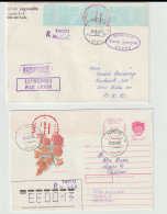 Estonia Two Covers Franked W/Value On Teletype Roll From Tartu 1992. Postal Weight Approx 0,055 Kg. Please Read - Machine Labels [ATM]