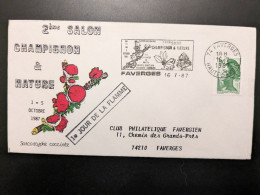 Liberté De Gandon Flamme Faverges Champignons Et Nature Octobre 1987 - Bolli Commemorativi