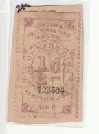 Great Britain London & South Western Railway News Paper Label  Used On Paper - Bahnwesen & Paketmarken