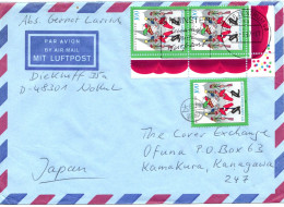 74211 - Bund - 1997 - 3@100Pfg Karneval A LpBf BRIEFZENTRUM 48 - ... -> OFUNA (Japan), M "Nachtraeglich Entwertet"-Stpl - Covers & Documents