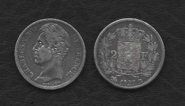 CHARLES X . 2 FRANCS 1827 B ( ROUEN ) . - 2 Francs