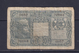 ITALY - 1944 10 Lira Circulated Banknote - Italië – 10 Lire