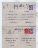 TB 4616 - 1945 - Entiers Postaux Type IRIS - Ets LOISEAU & Cie à CHATEAUROUX Pour Ets A. COUSIN & Fils à ISSOUDIN - Cartes Postales Types Et TSC (avant 1995)