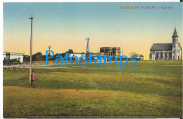 223190 ARGENTINA BUENOS AIRES QUEQUEN IGLESIA CHURCH & MILL MOLINO VISTA PARCIAL POSTAL POSTCARD - Argentine