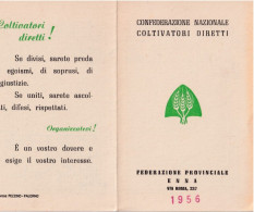 Calendarietto - Confederazione Nazionale Coltivatori Diretti - Federazione Prov. Enna - Anno 1956 - Petit Format : 1941-60