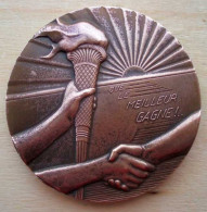 D3-344 MÉDAILLE Bronze 1978 RÉCOMPENSE SPORT GAUDIN Que Le Meilleur Gagne,signée Mérelle - Otros & Sin Clasificación